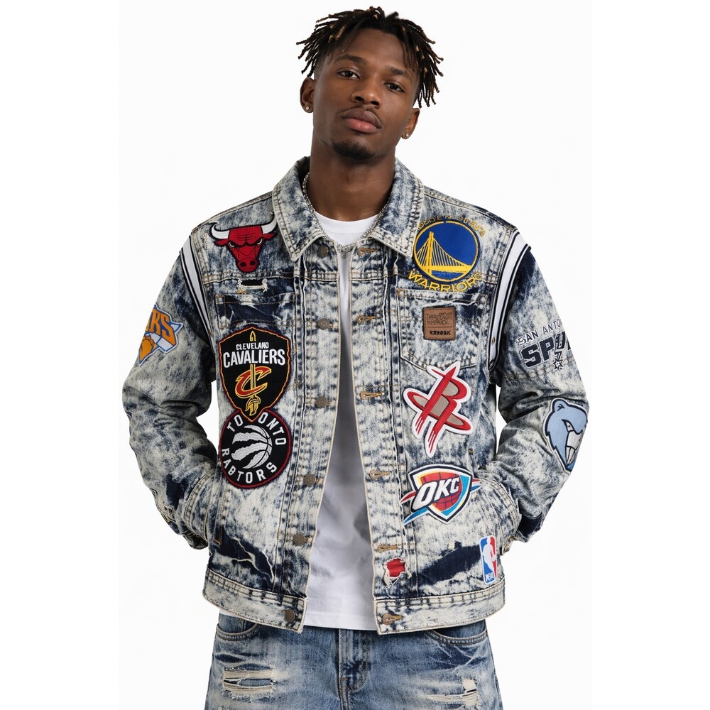 NBA Heritage America UNK Denim Mens Large Jacket Bulls Celtics Spurs More L100